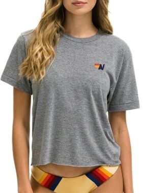 Aviator Nation Basic Boyfriend Tee Heather Gray Excellent Condition